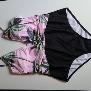 Palm tree one piece bikini size medium